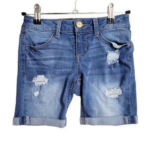 Kohls SO Girls Size 8 Medium Wash Cuffed Denim Shorts 1092